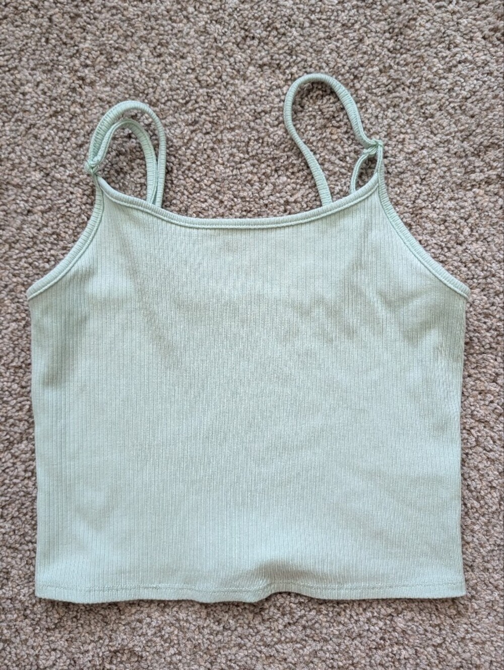 American Eagle Womens Light Green Ribbed Crop Tank Top Size Small